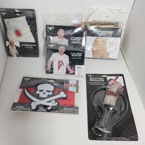 Lot Of 8 Halloween Costume Accessories Splitting Headache - Pirate Belt And More